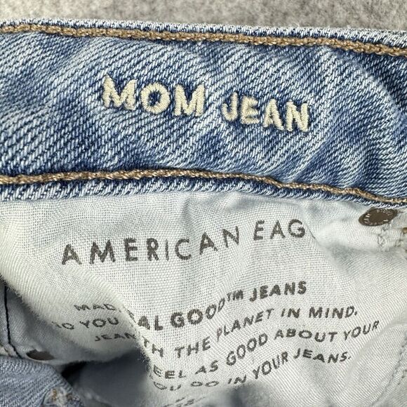 American Eagle Jeans Womens 4 Regular Blue Distressed Mom Medium Wash Denim - Picture 4 of 16